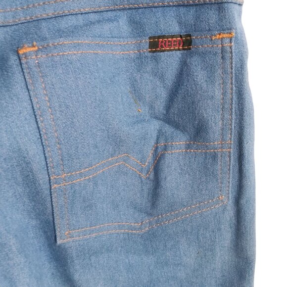 31x30 Men's Vintage 80's Disco Pocket Straight-Leg Jeans Orange Stitching Boho - Picture 2 of 8
